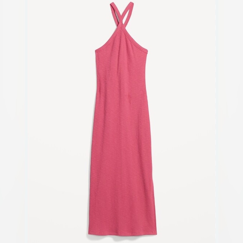 Knit-Ribbed halter maxi dress